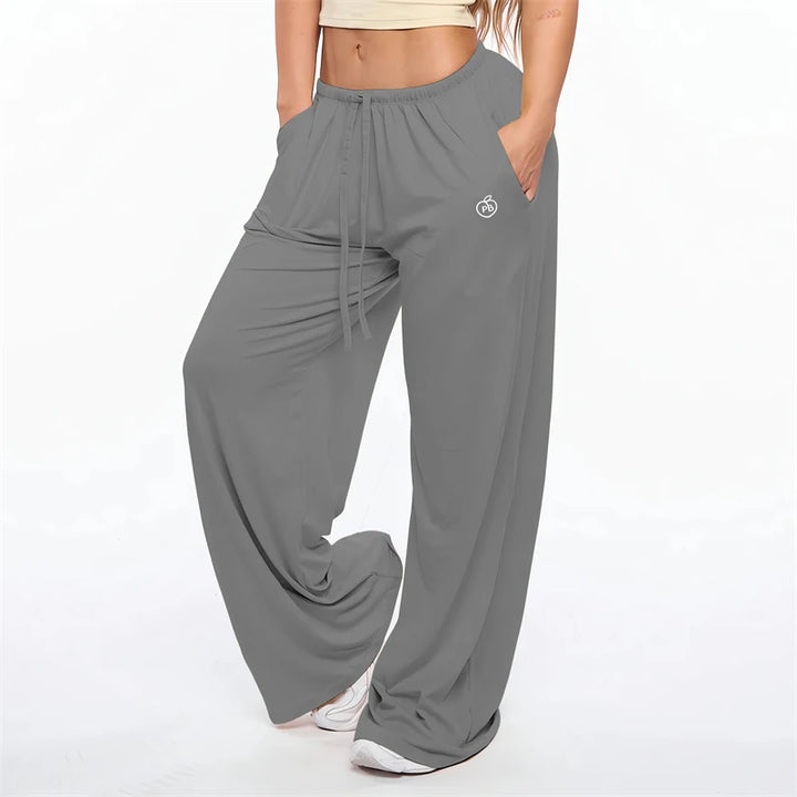 Wide Leg Drawstring Lounge Pants with Pockets - Heston Manor