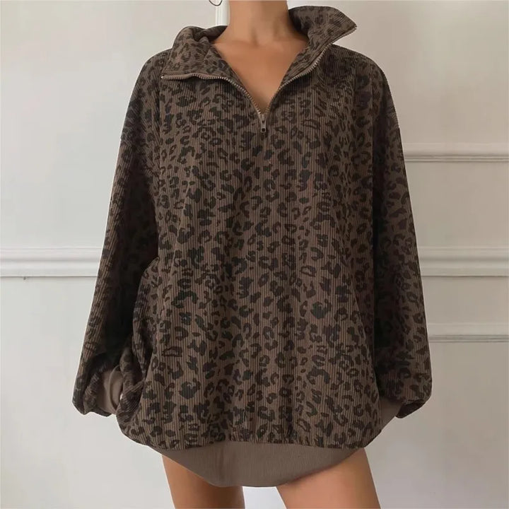 Women's Leopard Print Quarter-Zip - Heston Manor