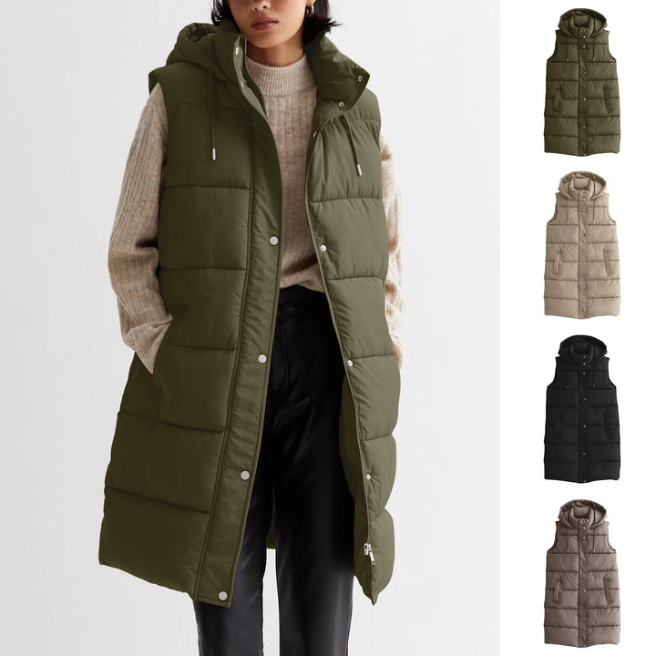 Women’s Long Quilted Hooded Vest - Heston Manor
