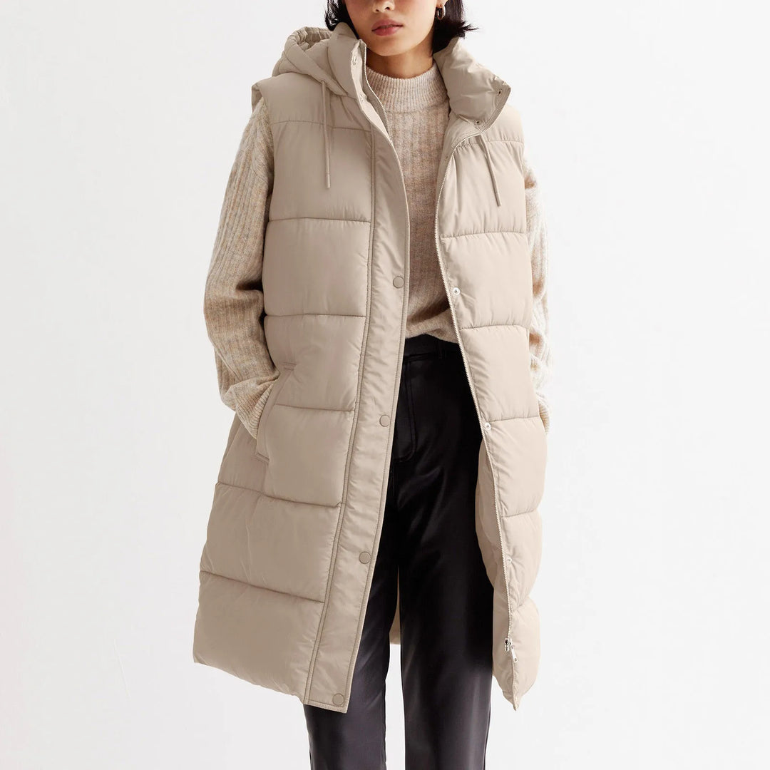Women’s Long Quilted Hooded Vest - Heston Manor