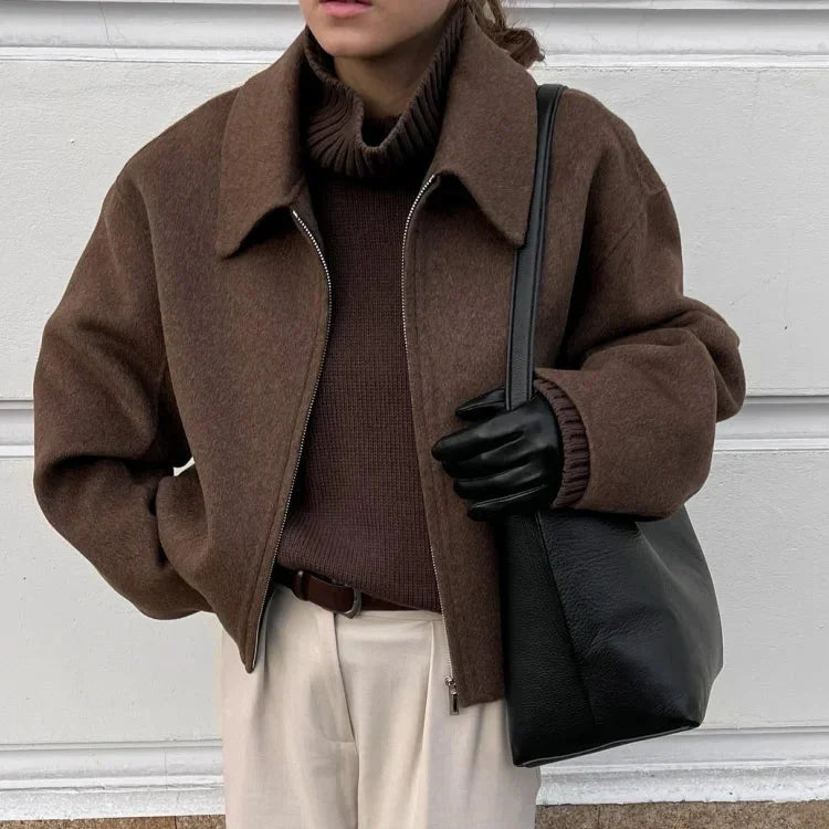 Women’s Minimalist Zip-Up Coat - Heston Manor