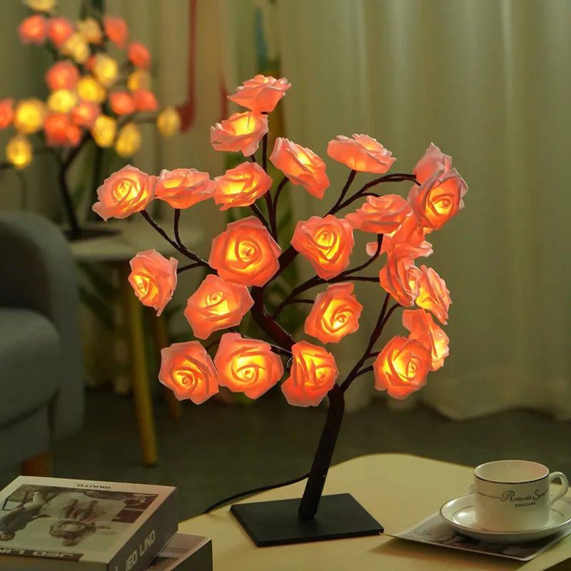 Light-Up Soft Glow Rose Tree Lamp - Heston Manor