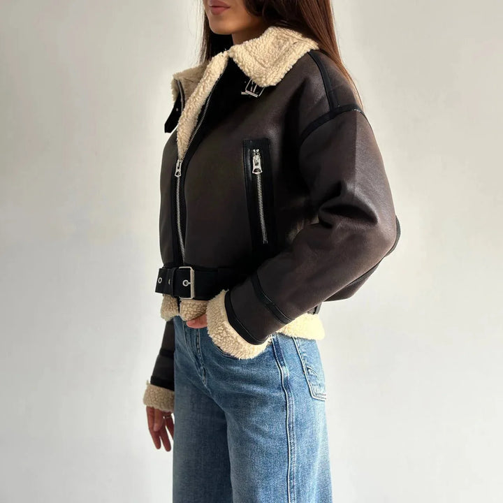 Women’s Shearling-Lined Aviator Jacket - Heston Manor