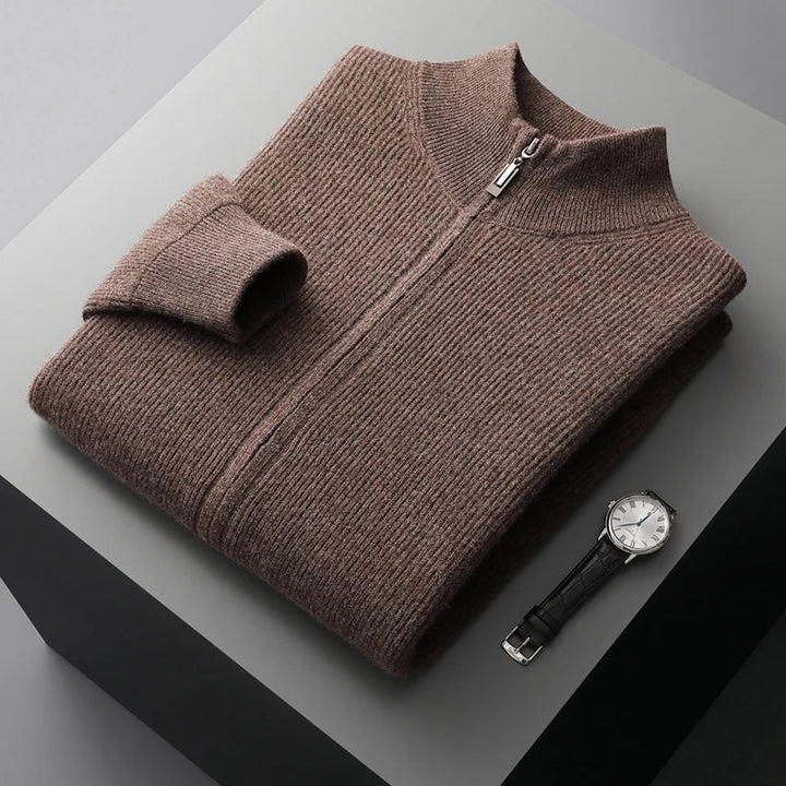 Men’s Cashmere Zip Mock Neck Sweater - Heston Manor