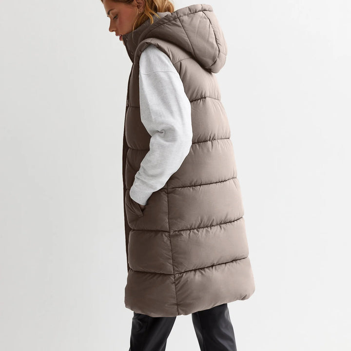 Women’s Long Quilted Hooded Vest - Heston Manor