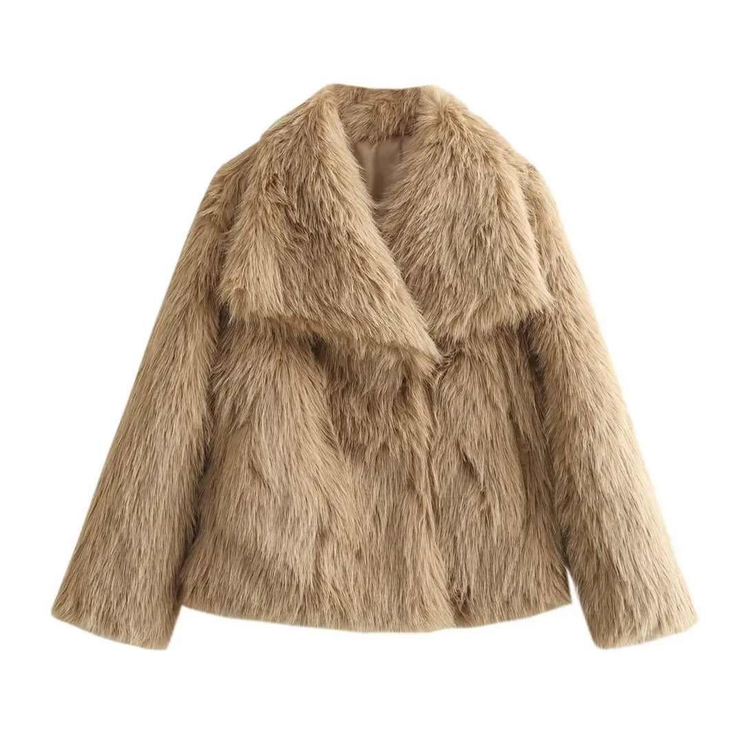 Women's Luxury Ivory Faux-Fur Coat - Heston Manor