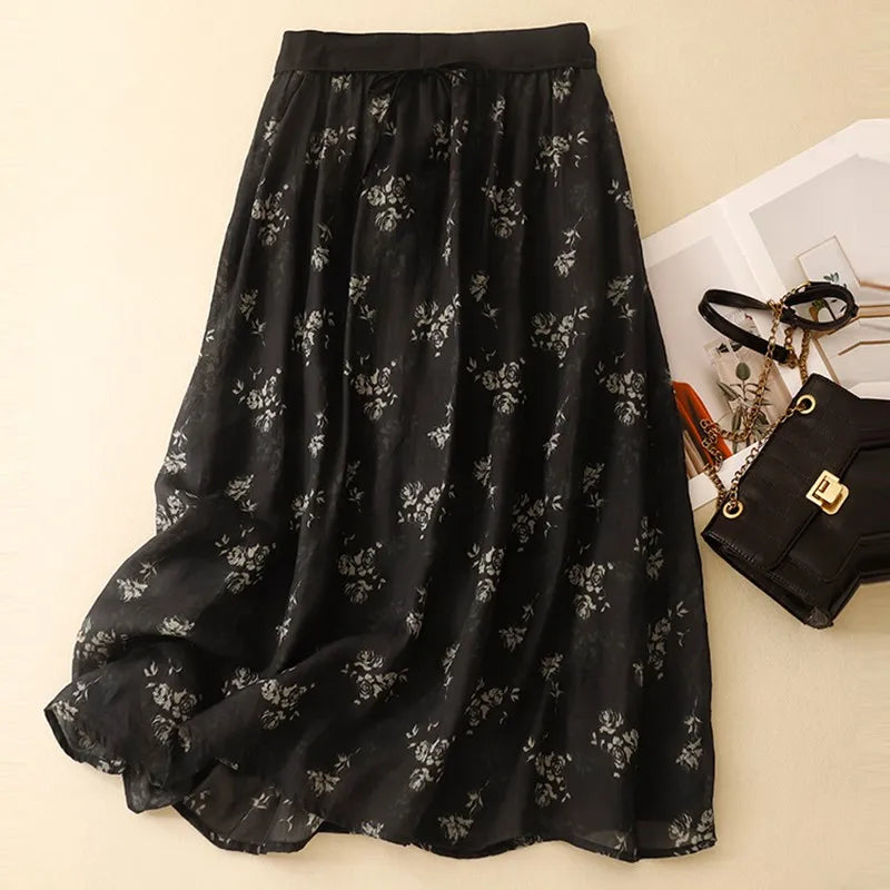 Women's Floral Pleated Maxi Skirt - Heston Manor