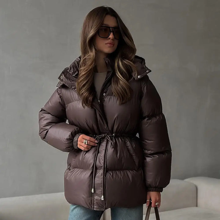 Women’s Belted Hooded Puffer Jacket - Heston Manor