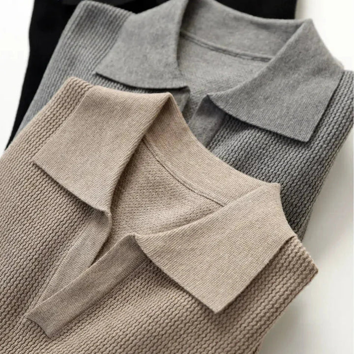 Men’s Knit Polo-Collar Sweater - Heston Manor