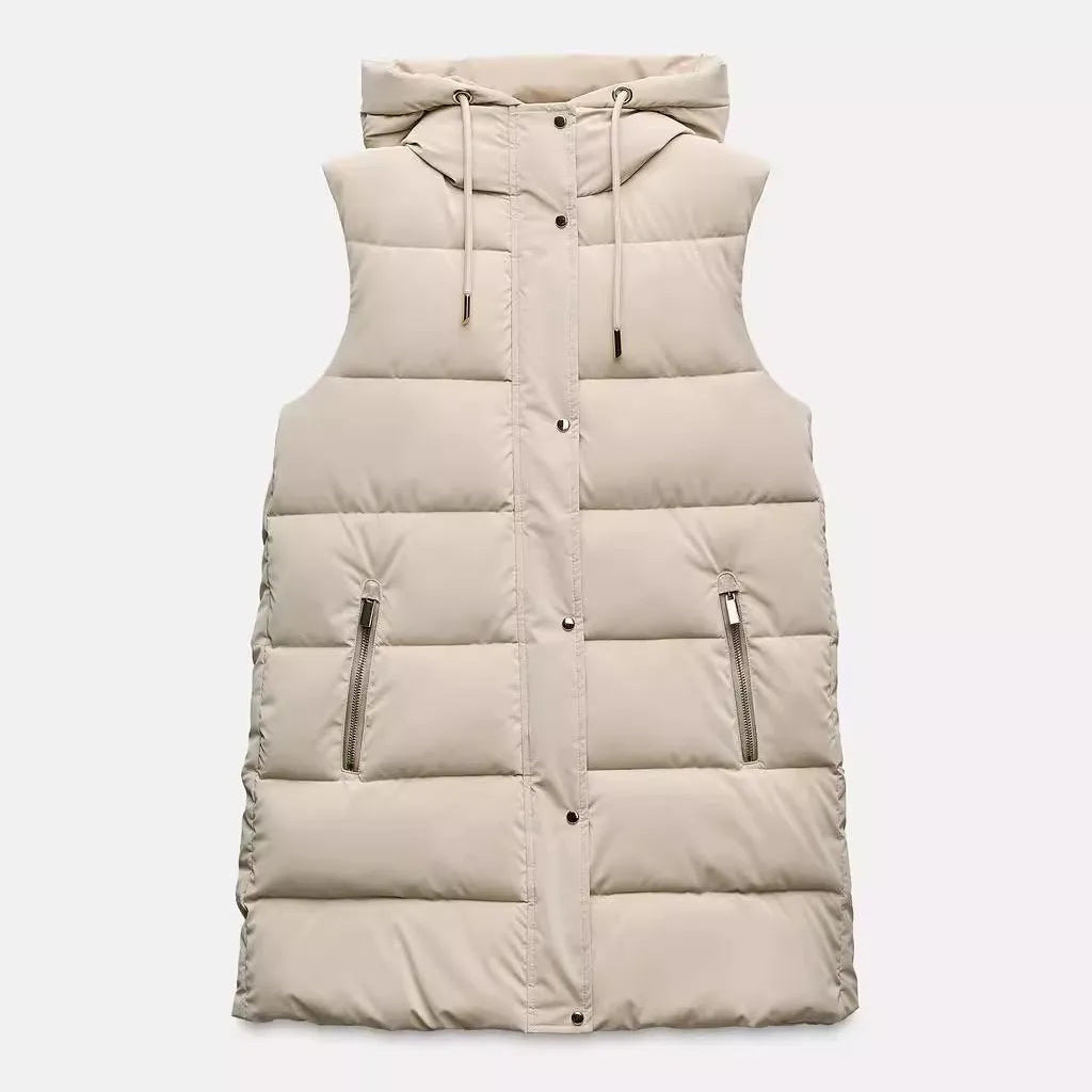 Women’s Long Quilted Hooded Vest - Heston Manor