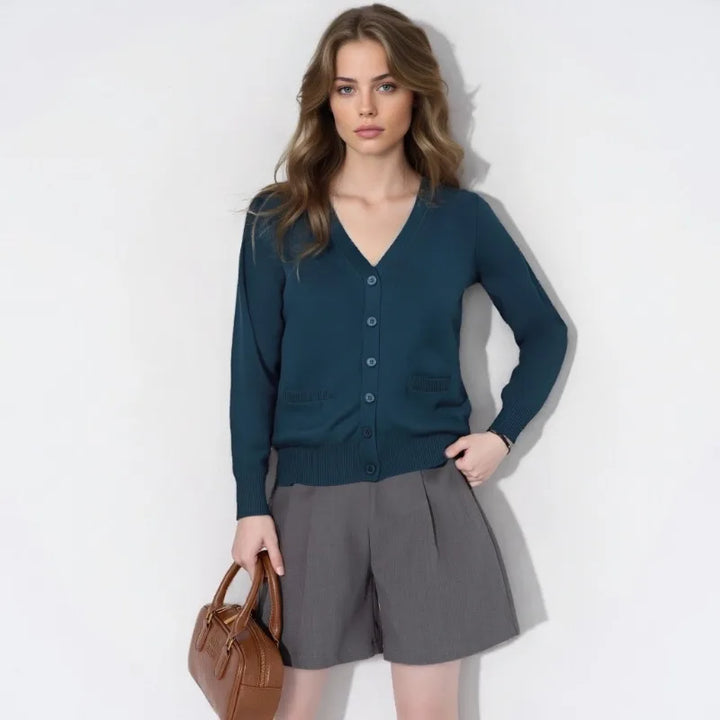 Women’s V-Neck Button Front Cardigan Sweater - Heston Manor