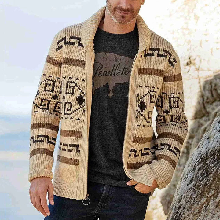 Men’s Southwestern Zip Cardigan - Heston Manor