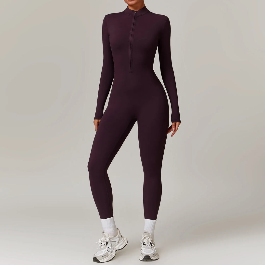 Women’s Long Sleeve Zipper Yoga Romper - Heston Manor