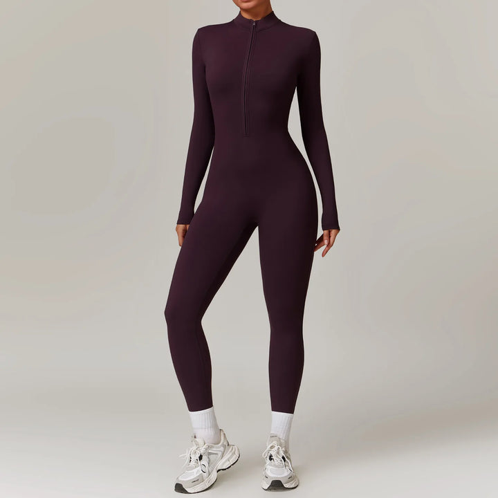 Women’s Long Sleeve Zipper Yoga Romper - Heston Manor