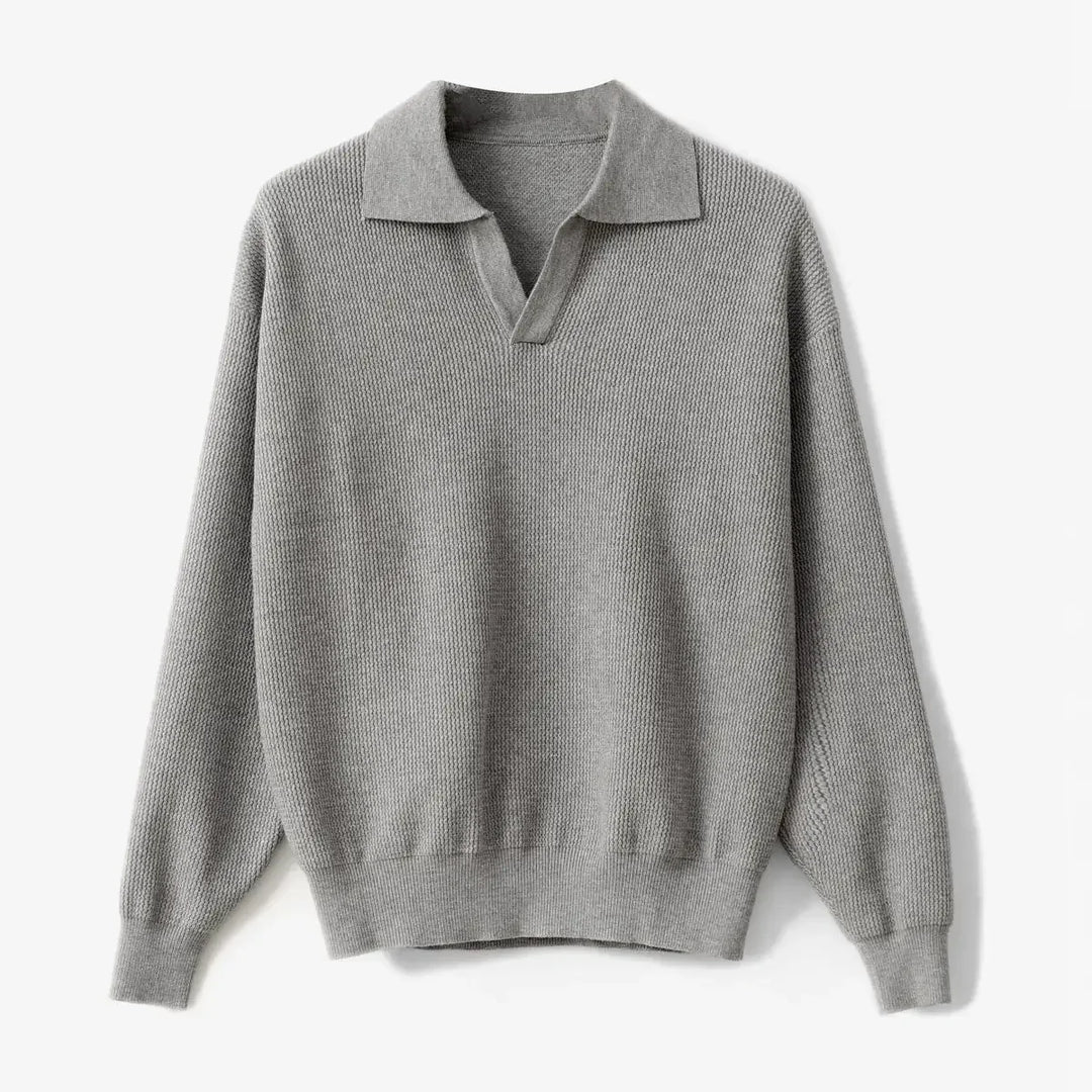Men’s Knit Polo-Collar Sweater - Heston Manor