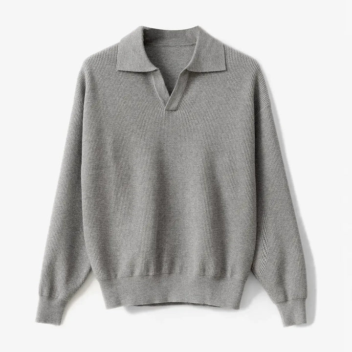 Men’s Knit Polo-Collar Sweater - Heston Manor
