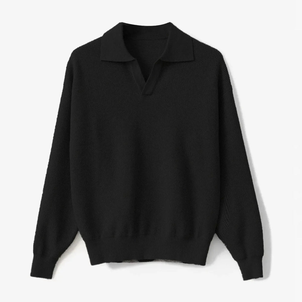 Men’s Knit Polo-Collar Sweater - Heston Manor