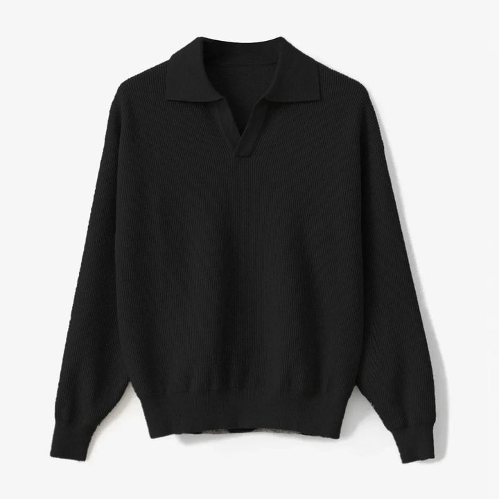 Men’s Knit Polo-Collar Sweater - Heston Manor