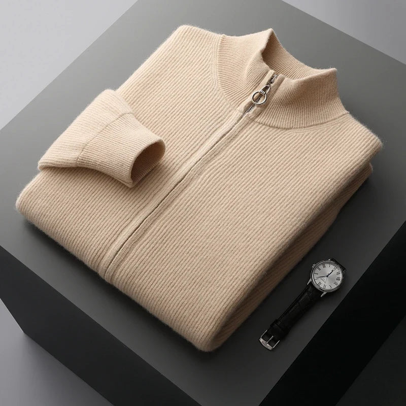 Men’s Cashmere Zip Mock Neck Sweater - Heston Manor