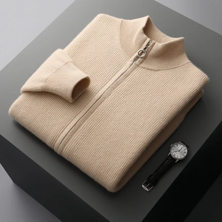 Men’s Cashmere Zip Mock Neck Sweater - Heston Manor