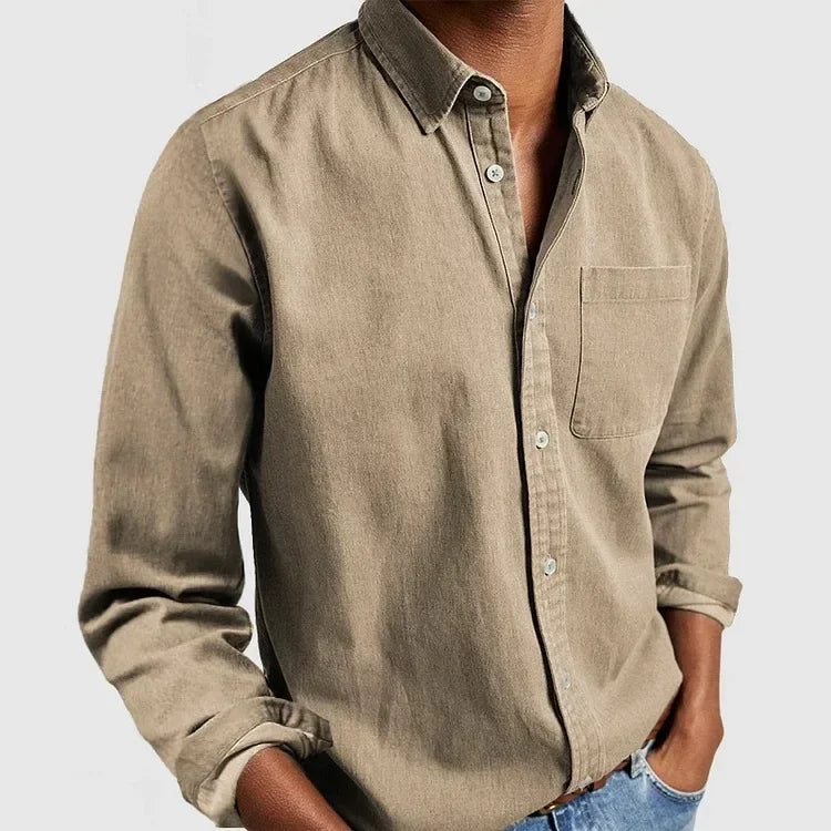 Men’s Cotton Button-Down Long Sleeve Shirt - Heston Manor