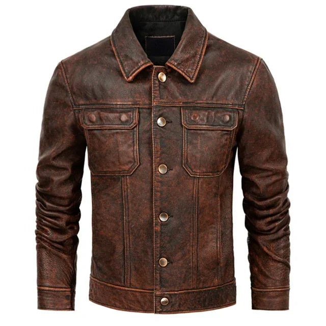 Men’s Genuine Cow Leather Jacket - Heston Manor