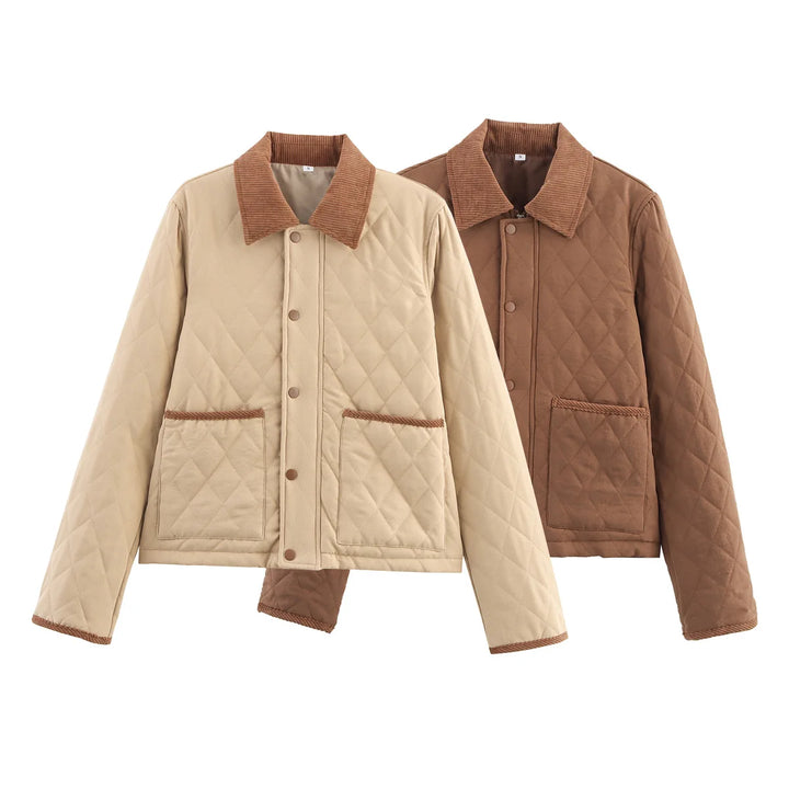 Women’s Quilted Jacket with Corduroy Trim - Heston Manor