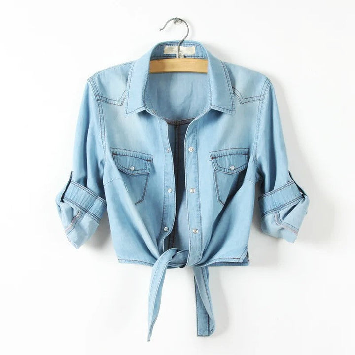 The Tie-Front Denim Shirt - Heston Manor