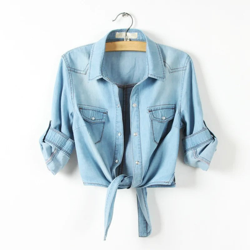 The Tie-Front Denim Shirt - Heston Manor