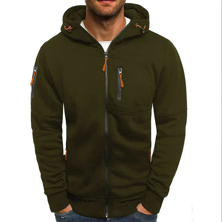 Men’s Dark Gray Full-Zip Hooded Jacket with Zip Pockets - Heston Manor