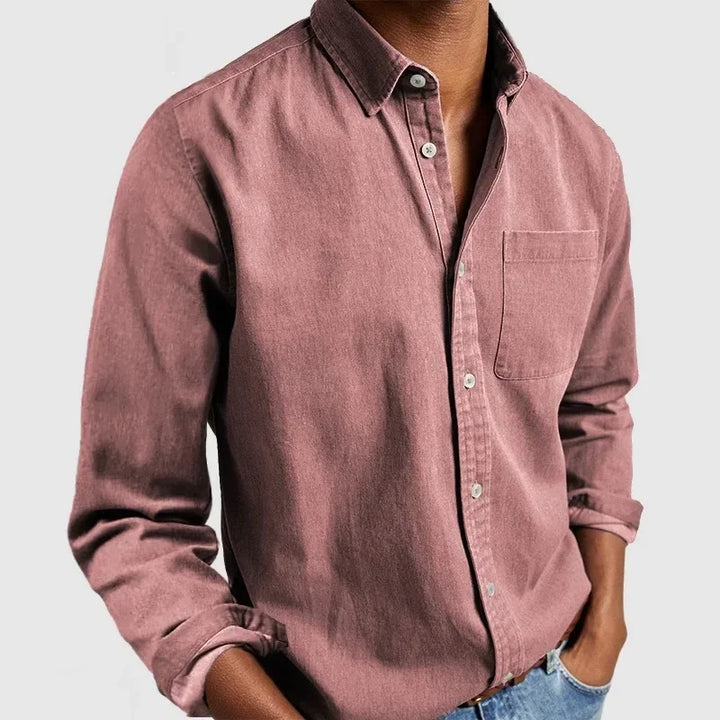 Men’s Cotton Button-Down Long Sleeve Shirt - Heston Manor