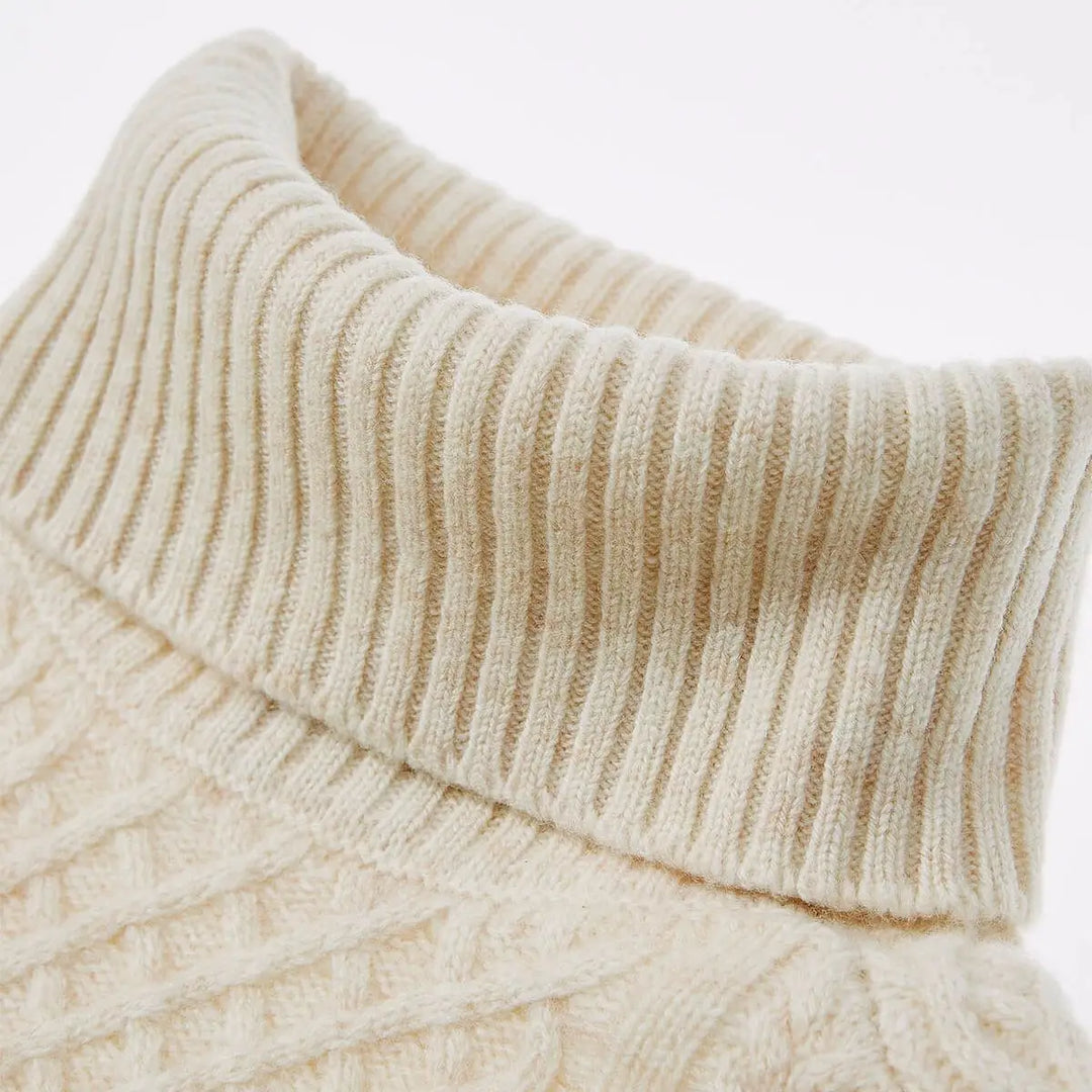 Women's Cable Knit Turtleneck Sweater Raglan Sleeve - Heston Manor