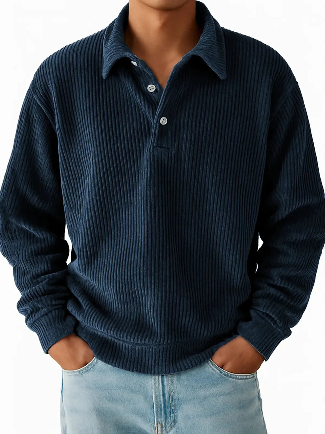 Men’s Ribbed Long Sleeve Polo Shirt - Heston Manor