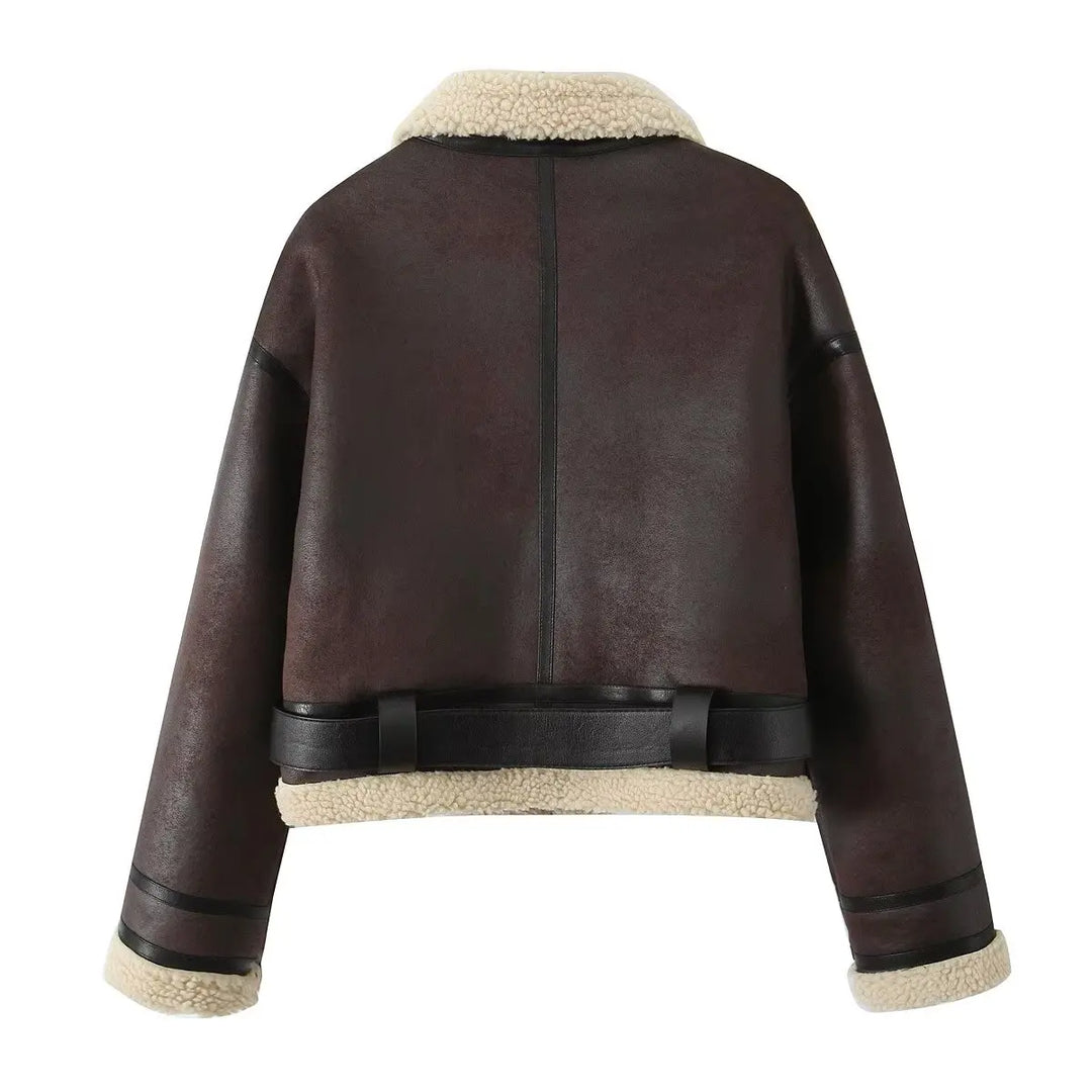 Women’s Shearling-Lined Aviator Jacket - Heston Manor