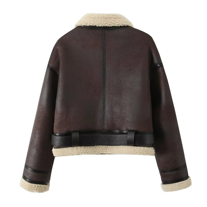 Women’s Shearling-Lined Aviator Jacket - Heston Manor