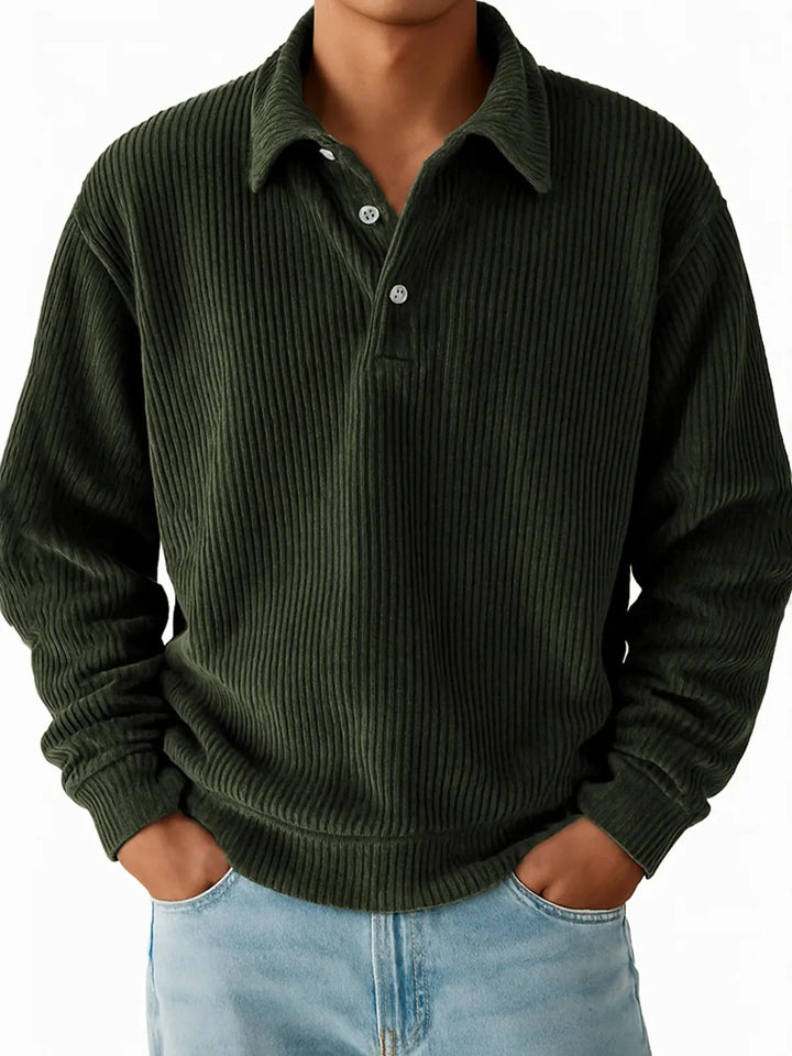 Men’s Ribbed Long Sleeve Polo Shirt - Heston Manor