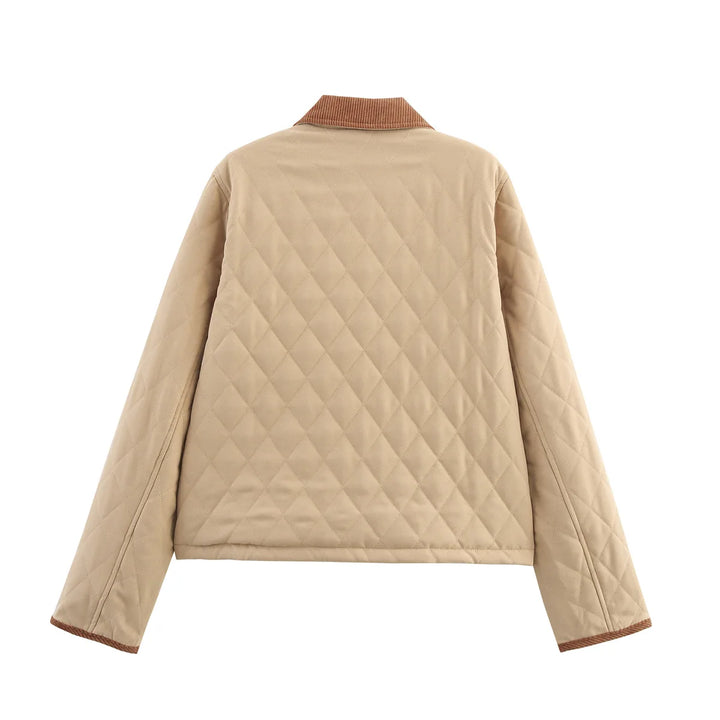 Women’s Quilted Jacket with Corduroy Trim - Heston Manor