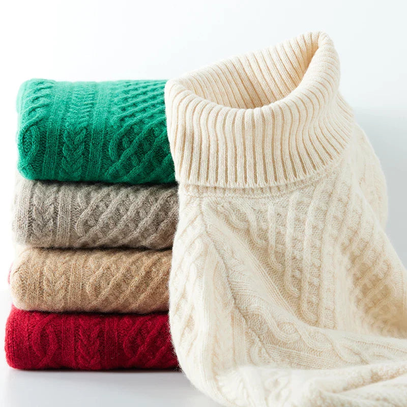 Women's Cable Knit Turtleneck Sweater Raglan Sleeve - Heston Manor