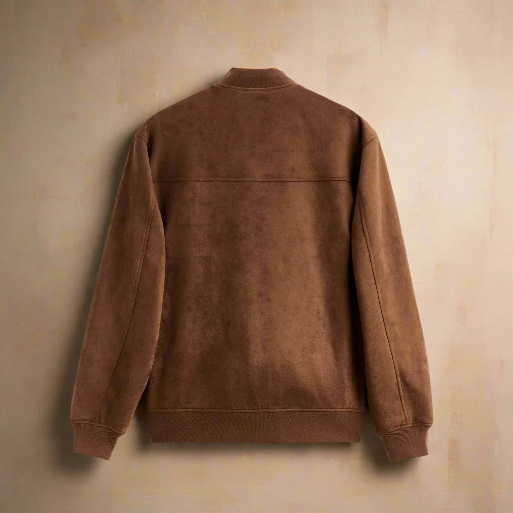 Men’s Suede-Look Zip Bomber Jacket - Heston Manor