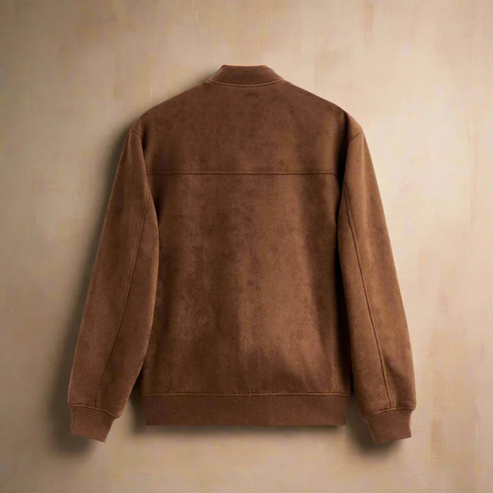 Men’s Suede-Look Zip Bomber Jacket - Heston Manor