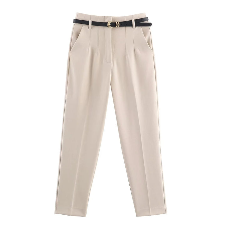 Women's Pleated Tailored Pants with Belt - Heston Manor