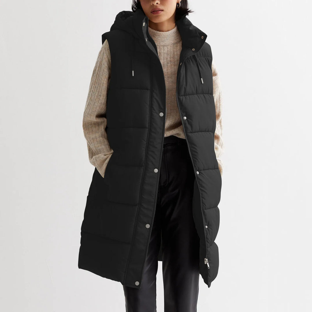 Women’s Long Quilted Hooded Vest - Heston Manor