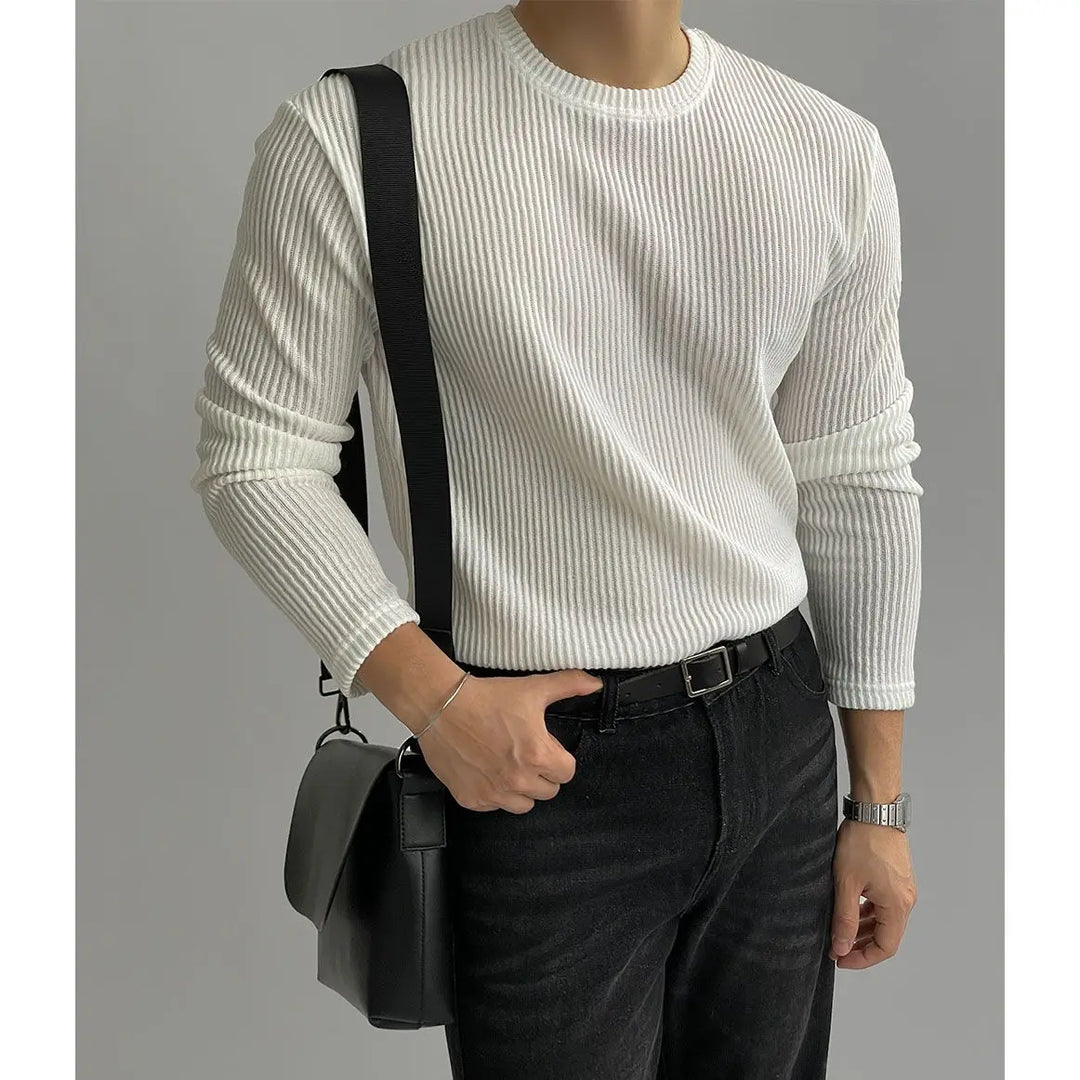 Men’s Ribbed Knit Long Sleeve Sweater - Heston Manor