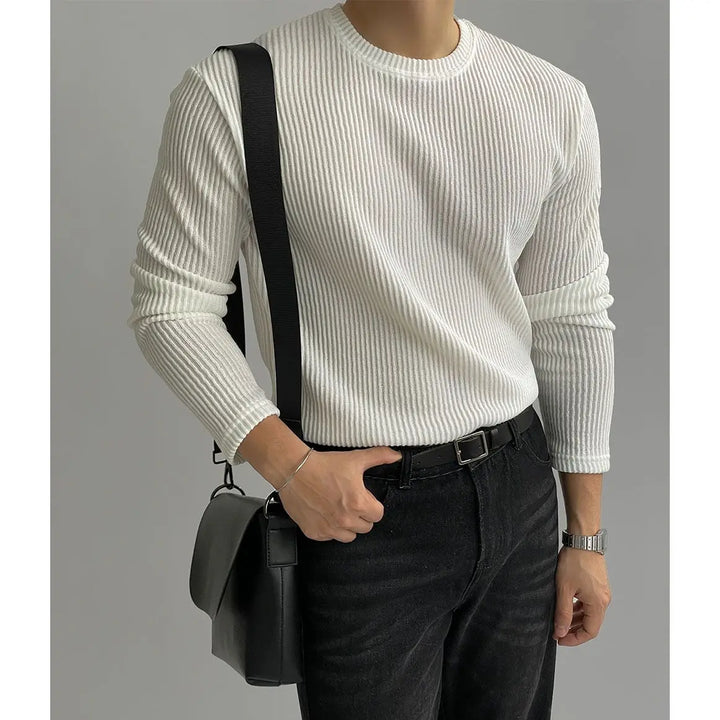 Men’s Ribbed Knit Long Sleeve Sweater - Heston Manor
