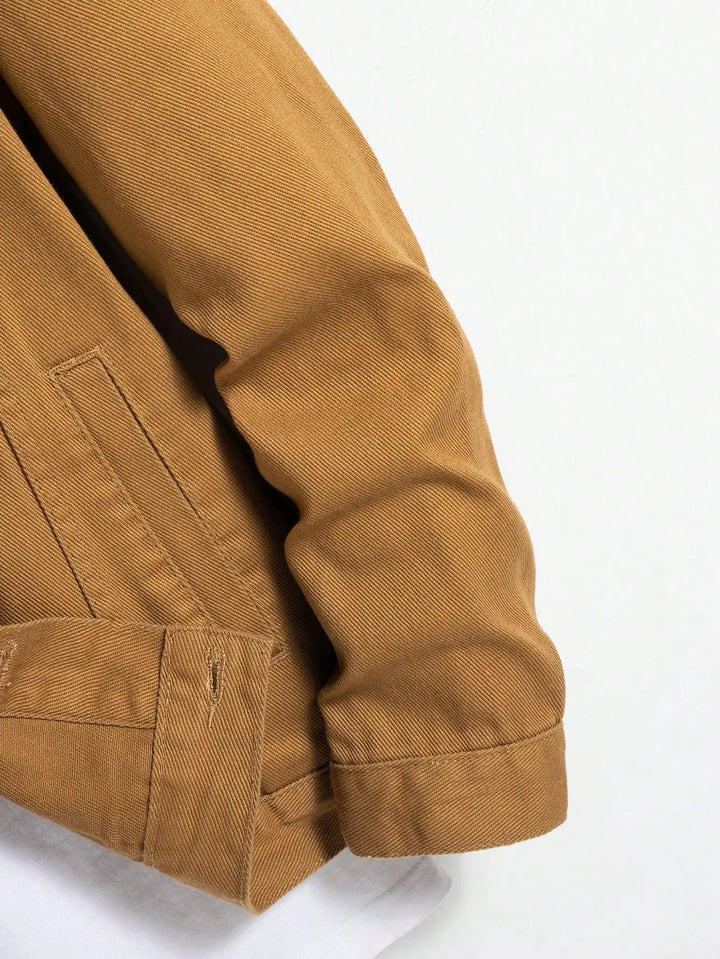 Men's Tan Denim Trucker Jacket Button-Front - Heston Manor