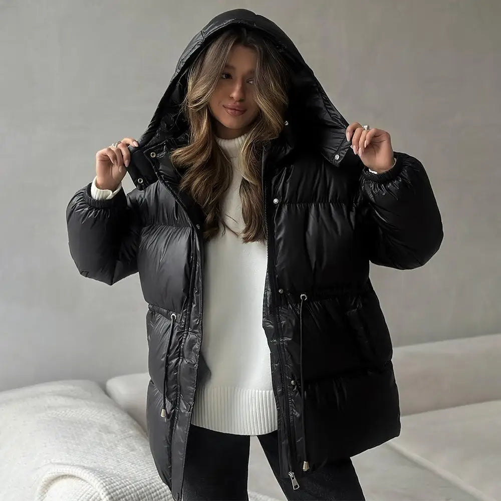 Women’s Belted Hooded Puffer Jacket - Heston Manor