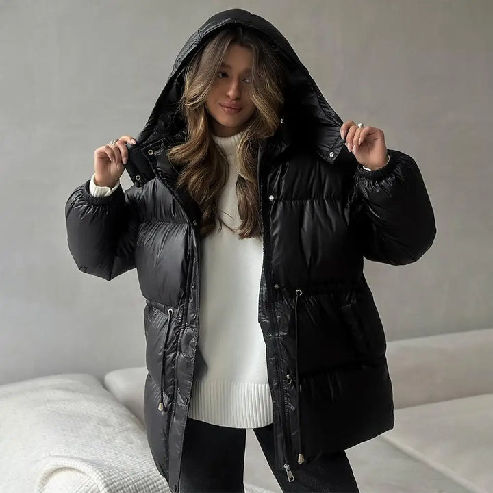 Women’s Belted Hooded Puffer Jacket - Heston Manor