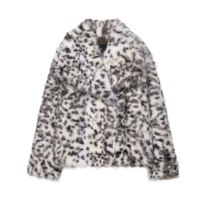 Snow Leopard Faux Fur Coat for Women - Heston Manor