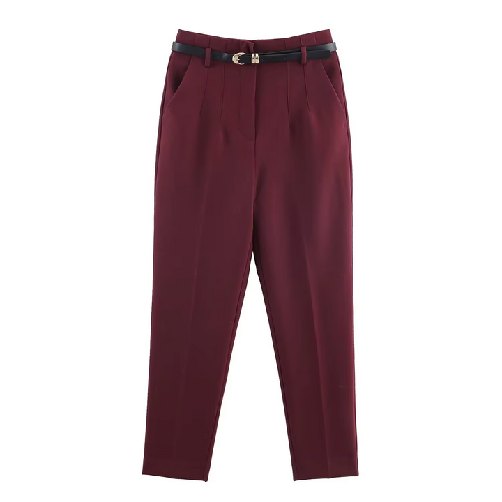 Women's Pleated Tailored Pants with Belt - Heston Manor
