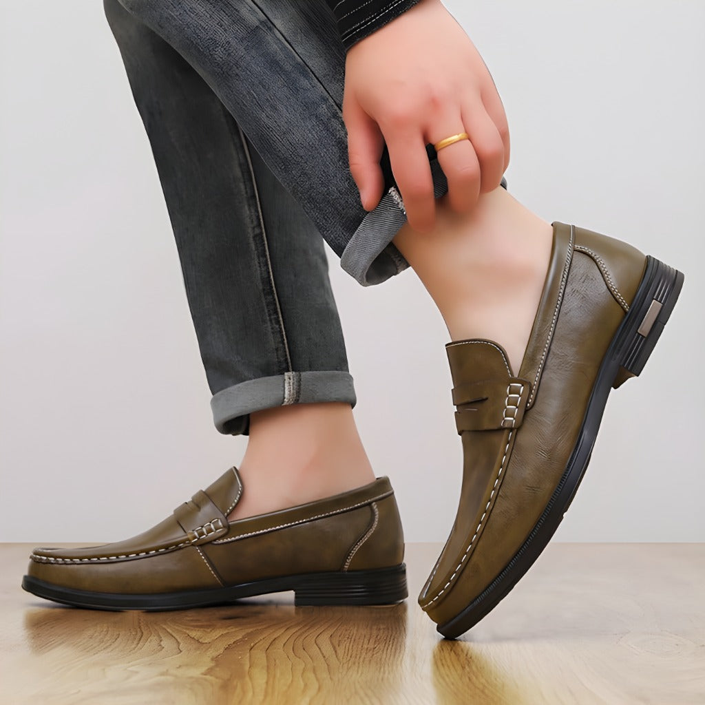 Elvor Cowhide Leather Penny Loafers